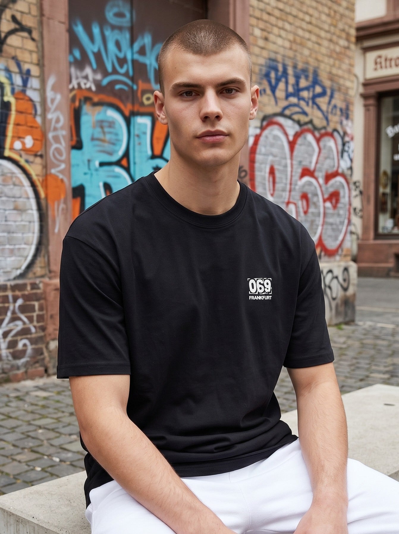 „069“ MINI PRINT T-SHIRT – DEEP BLACK