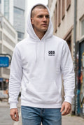 „069“ MINI PRINT HOODIE – PURE WHITE
