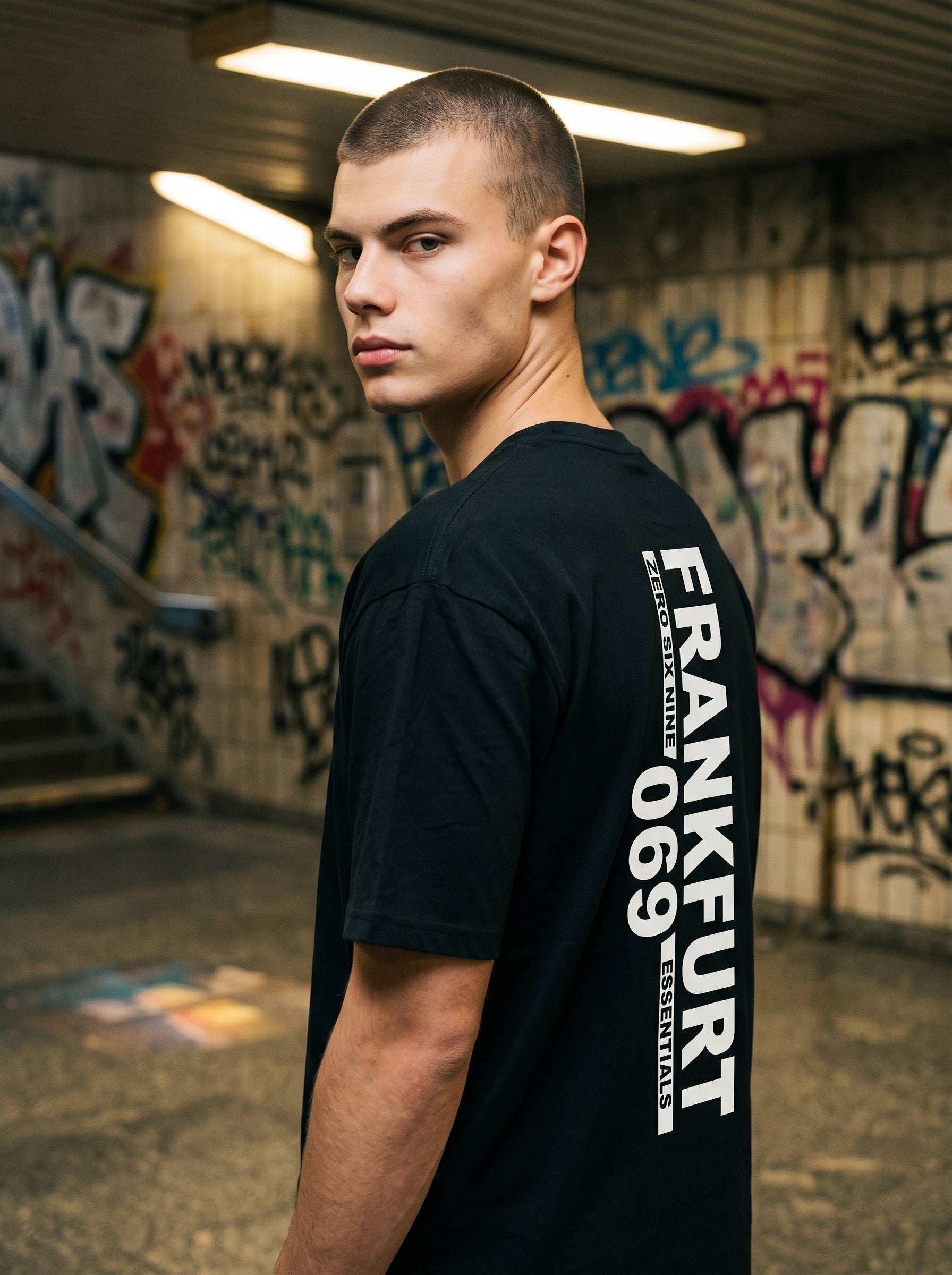 FRANKFURT BACK 069 T-SHIRT – DEEP BLACK