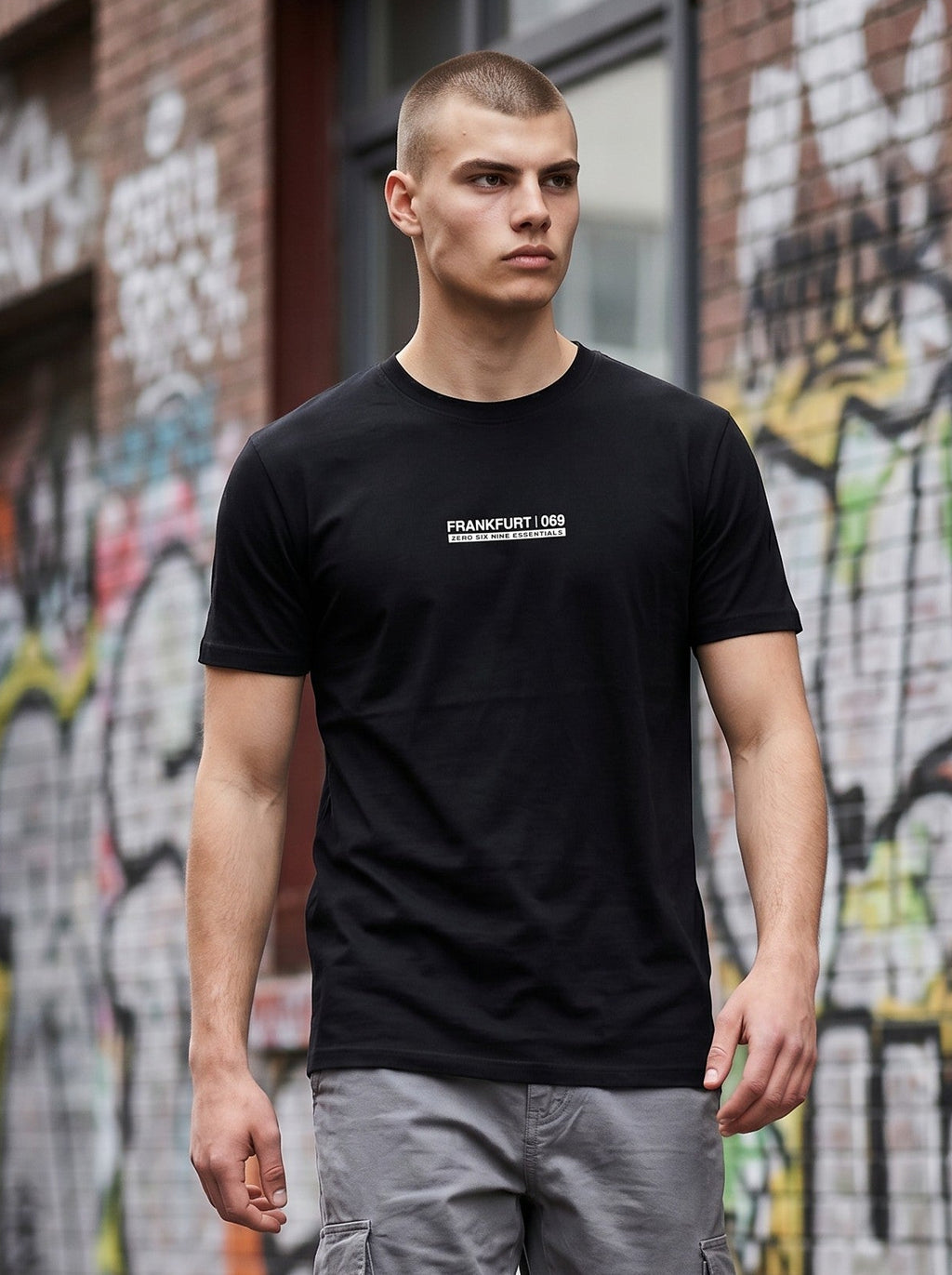 FRANKFURT BACK 069 T-SHIRT – DEEP BLACK