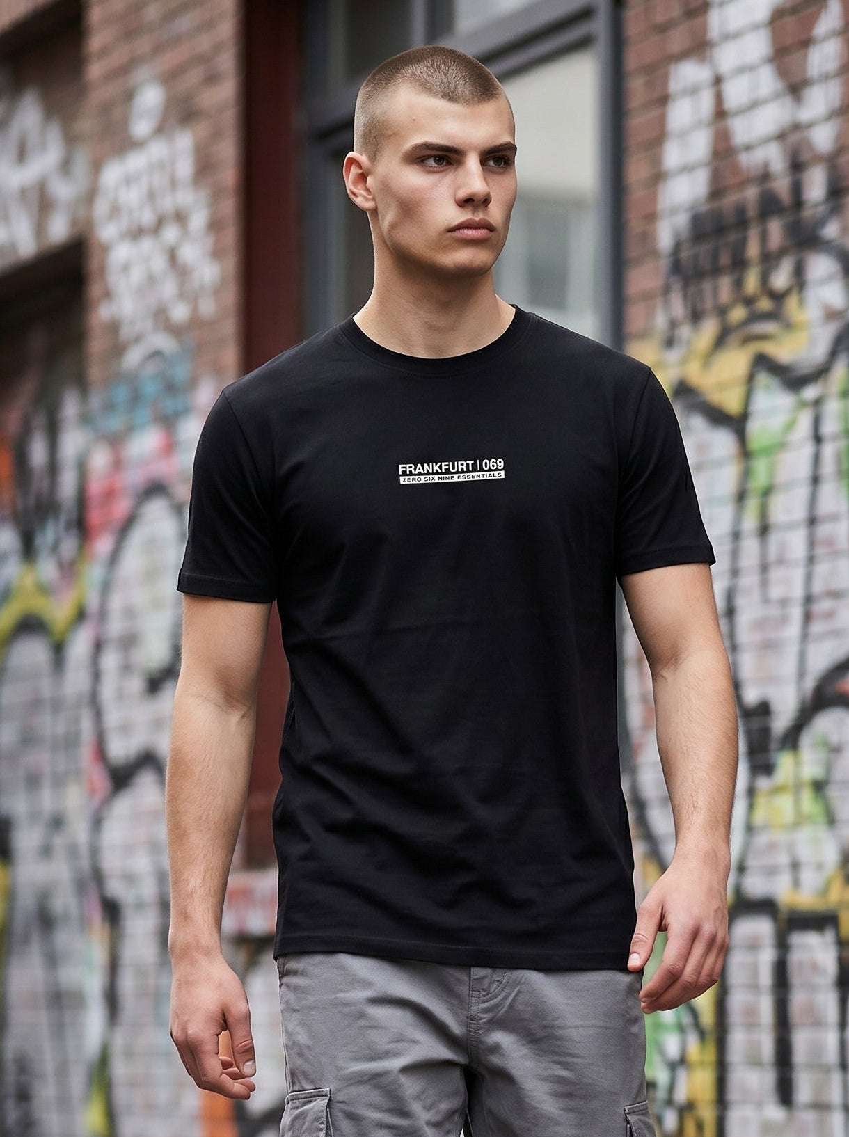 FRANKFURT BACK 069 T-SHIRT – DEEP BLACK