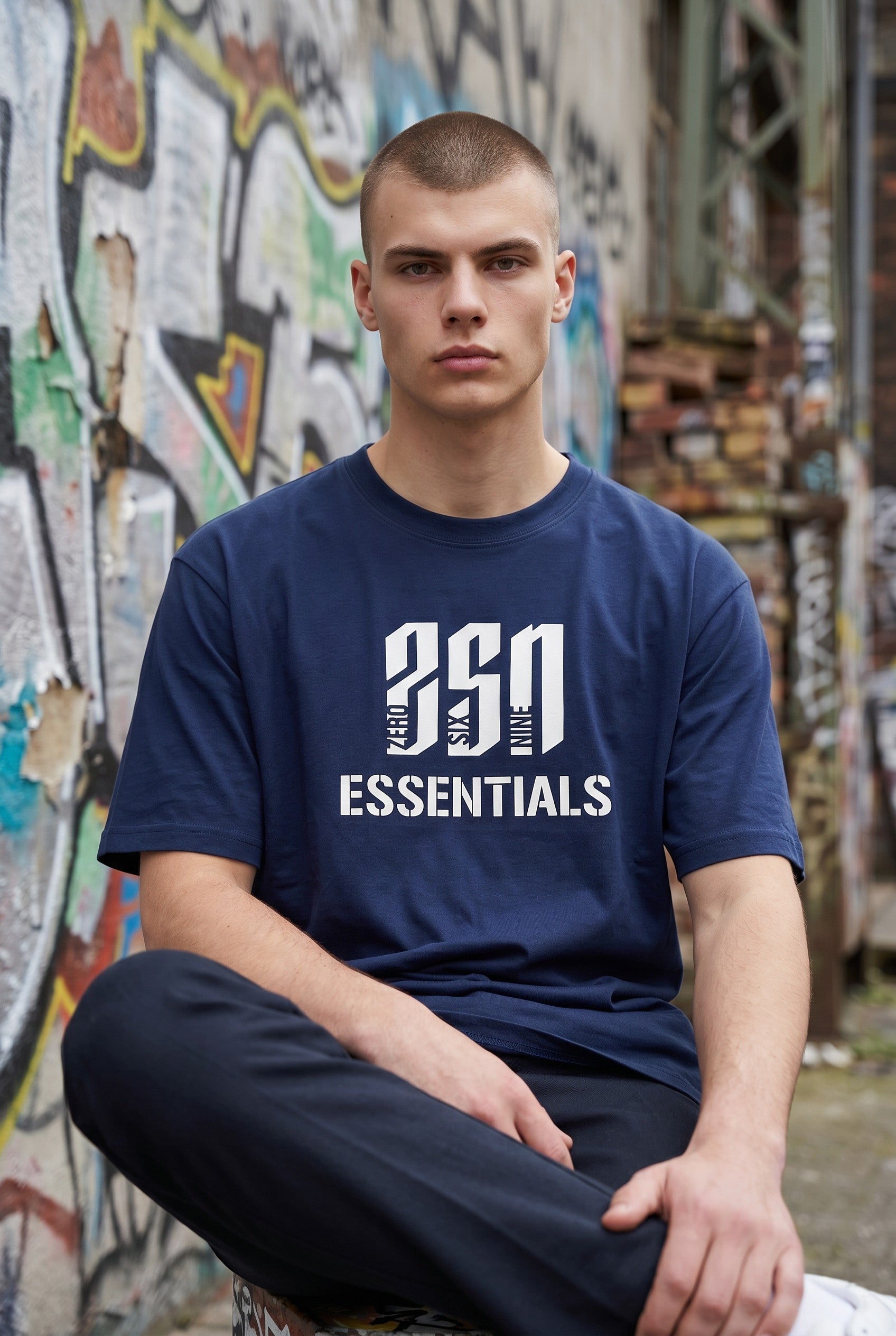ZSN ESSENTIALS LOGO T-SHIRT – NAVY BLUE