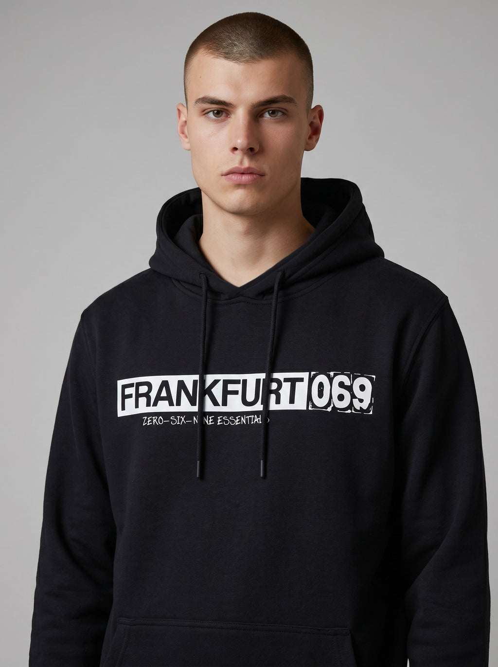 FRANKFURT 069 BOX HOODIE – DEEP BLACK