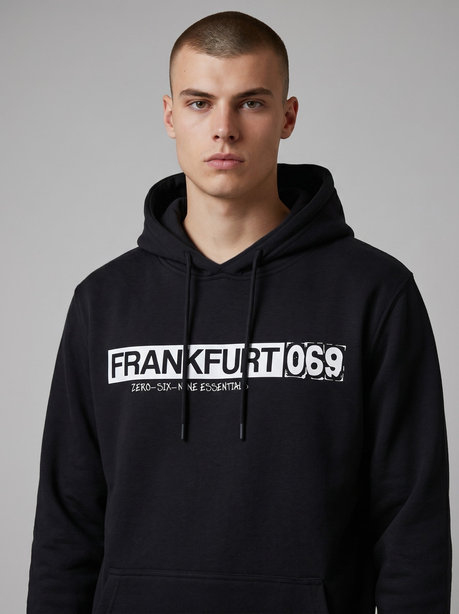 FRANKFURT 069 BOX HOODIE – DEEP BLACK