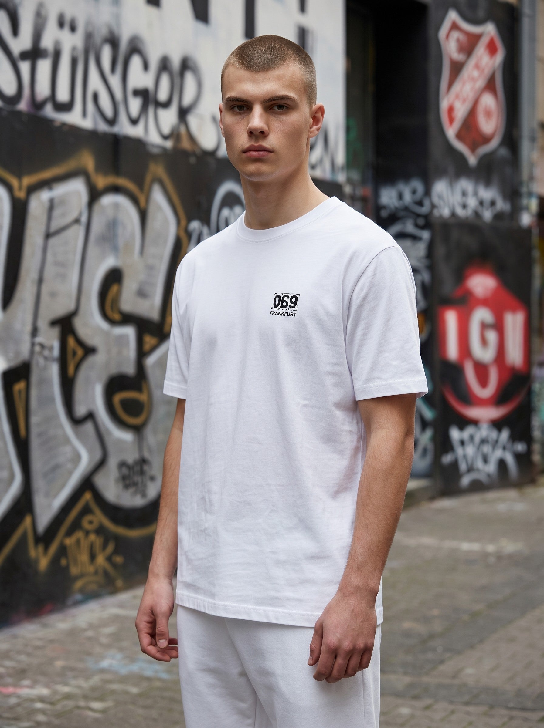 „069“ MINI PRINT T-SHIRT – PURE WHITE
